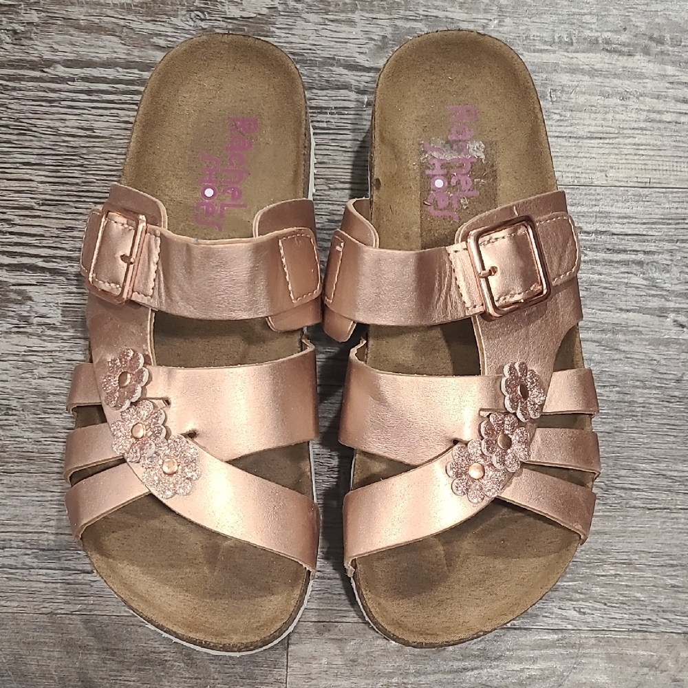 Rachel Shoes Rose Gold Flower Sandals Size 4